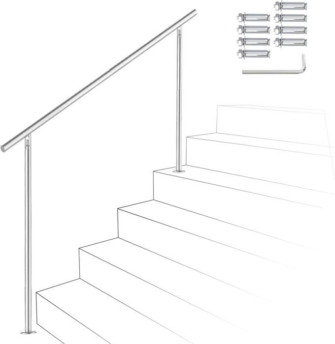 Ikodm Garde-corps en acier inoxydable avec balustrade d'escalier 150 cm ...