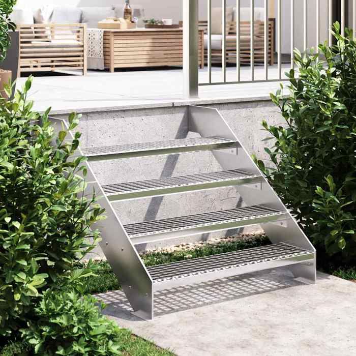 vidaXL Escalier en Caillebotis Marche Antidérapante avec Plaque Marche dEscalier École Usine Restaurant 90x24x7 cm Acier 155685