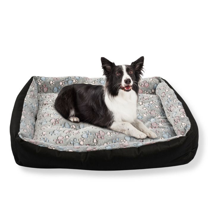 Meilleurs prix pour Lit pour Chien Panier Coussin Canapé M 95x75 cm Grande Taille Gris Motif PET ZEN Lavable