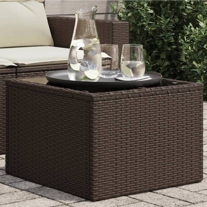 Remise Table de jardin - JILI HOT - dessus en verre brun 55 x 55 x 37 cm résine tressée JM2025 1178026