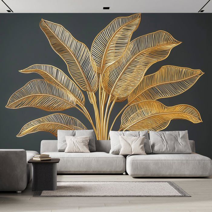 Papier Peint Panoramique 3D Intissé Fleurs Et Oiseaux De Fleurs De Cerisier Gris Beige Salon Mural Décoration Murale 400*280cm - Bricolage