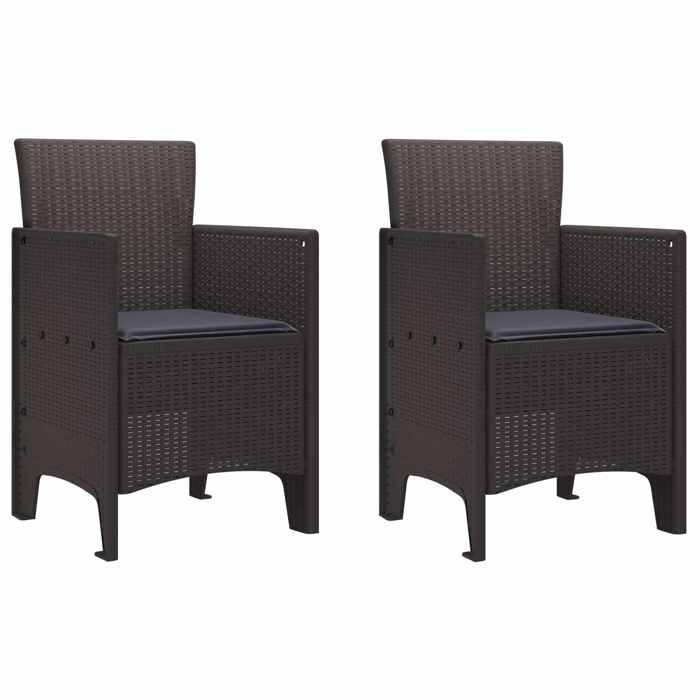 vidaXL Chaise de jardin 2 pcs Marron 53 x 49 x 85 cm Polypropylène 847456