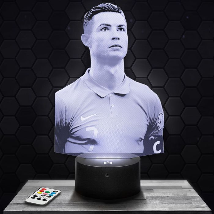 Lampe 3d _ Cristiano Ronaldo Portugal - Accessoire Figurine Cadeau Cristiano Ronaldo - Veilleuse Led Tactile TOP
