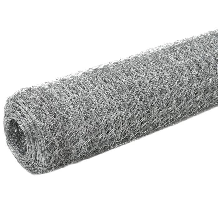 Grillage pour volière - GKO - Acier galvanisé - 25x12 m - Argenté - Mailles hexagonales - Longueur de la maille 13 mm