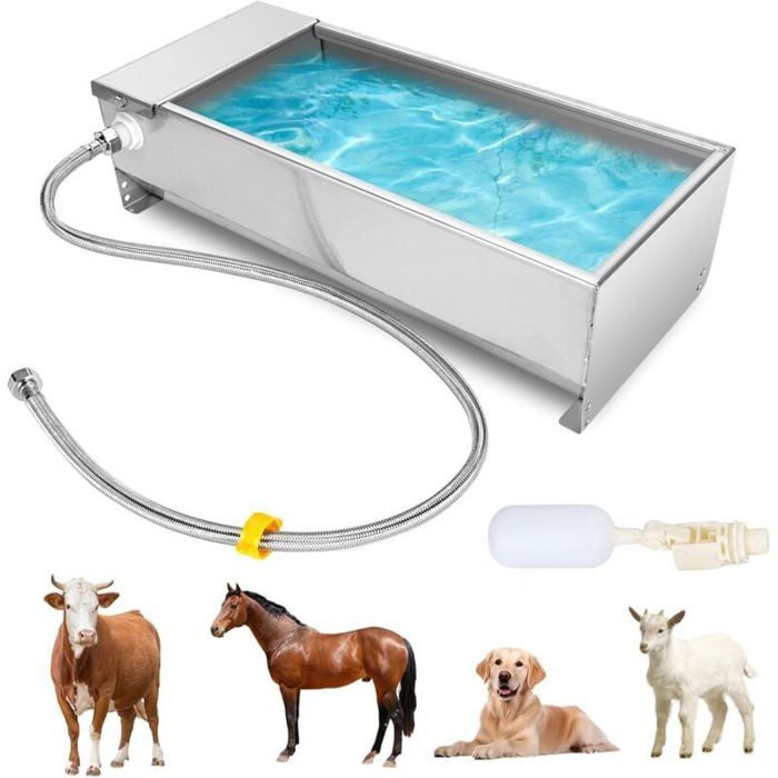 Meilleurs prix pour Zoternen Abreuvoir Automatique pour ChèVres en Acier Inoxydable avec Robinet à Flotteur de 1/2 Pouce Abreuvoir pour Bovins Chevau