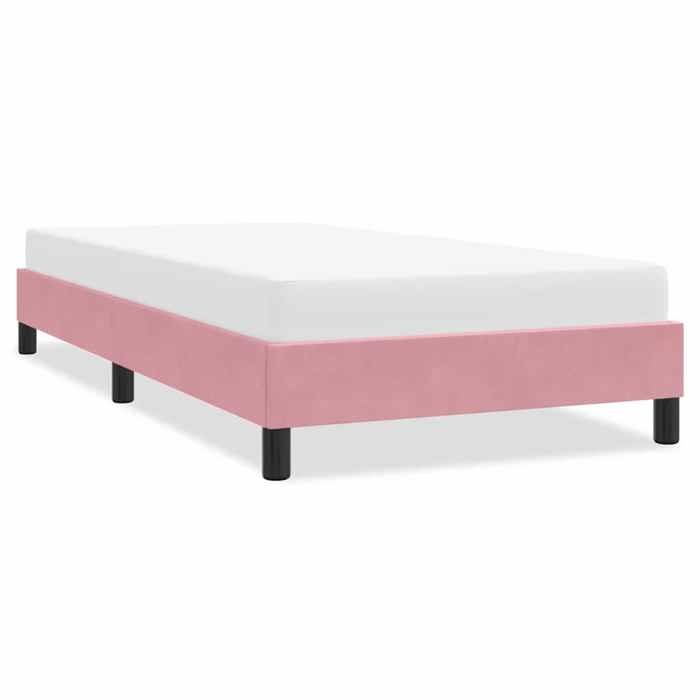 Structure de lit en velours - UU - Rose - 90x220 cm - Velours doux - Sommier à lattes - Pieds robustes