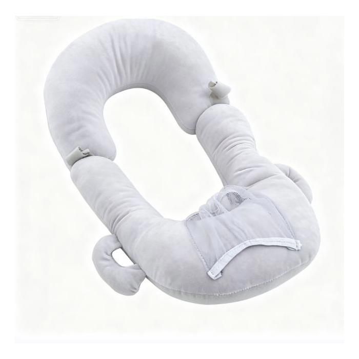 Oreiller De Voyage Pour Bébé - Coussin Soutien Tête Cou Gris 28x27x11cm - Gonflable