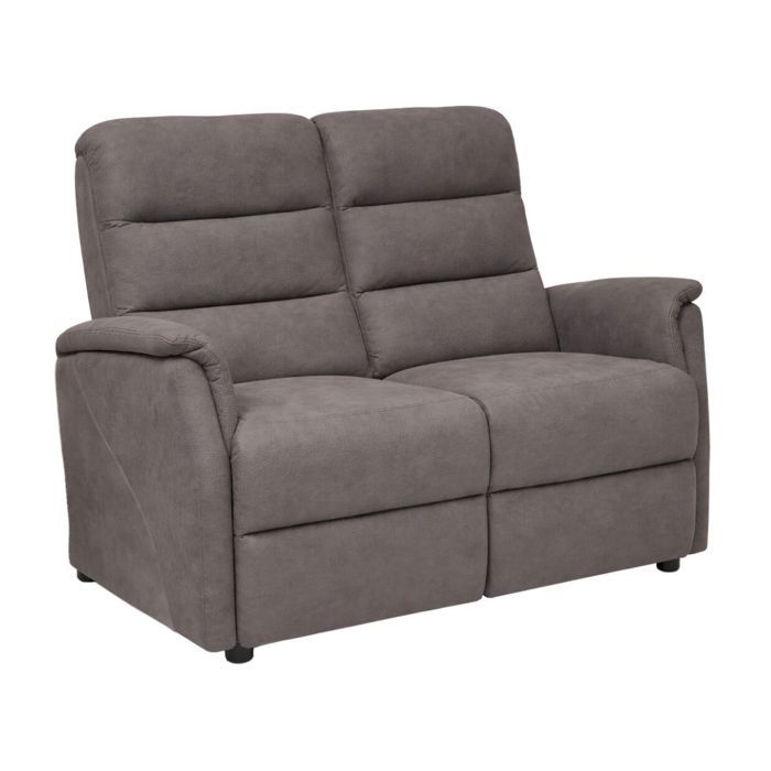 Canapé fixe tissu polyester imitation cuir gris-brun marbré - DONATELLO Canapé fixe tissu polyester imitation cuir gris-brun marbré - DONATELLO