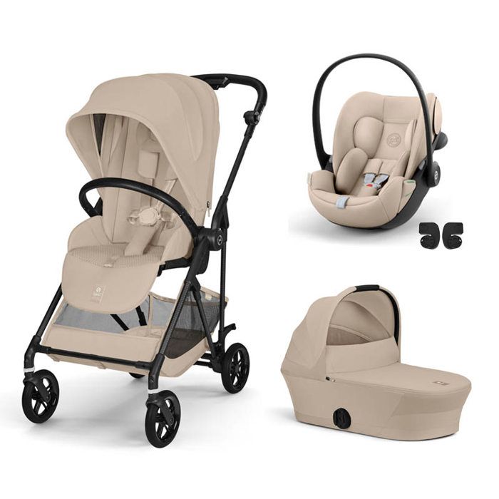 Visuel du produit : CYBEX - Poussette Trio Melio 6 Carbon + Cloud G + Nacelle Almond Beige
