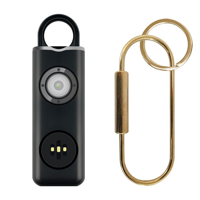 Alarme personnelle 130db noir avec mousqueton - Roame - lumières et buzzers portable rechargeable durable sirène de sécurité perso