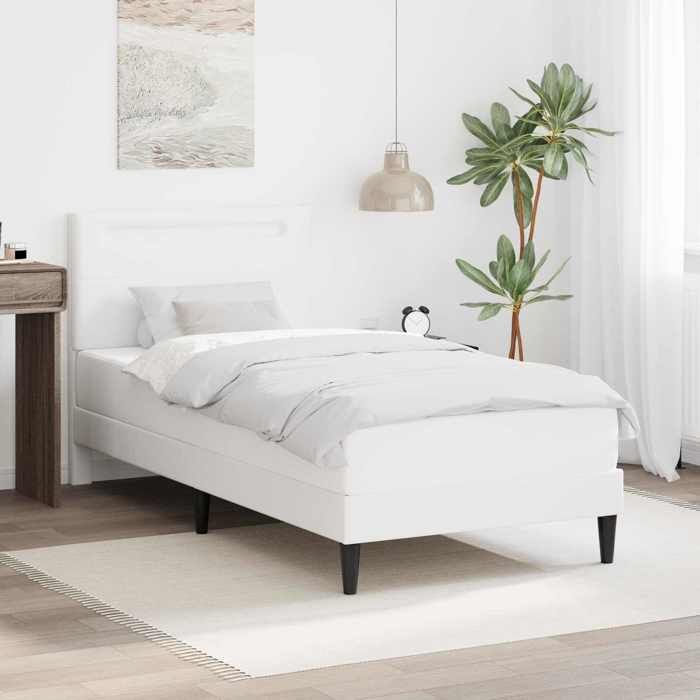 vidaXL Cadre de lit avec bandes LED Blanc 90 x 200 cm Simili cuir 42028011