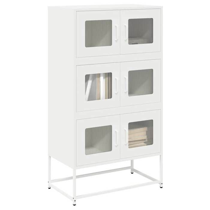 Buffet haut de rangement - vidaXL - acier - blanc - 6 portes - 6 compartiments - avec poignées - armoire de cuisine - 68 x 39 x 123