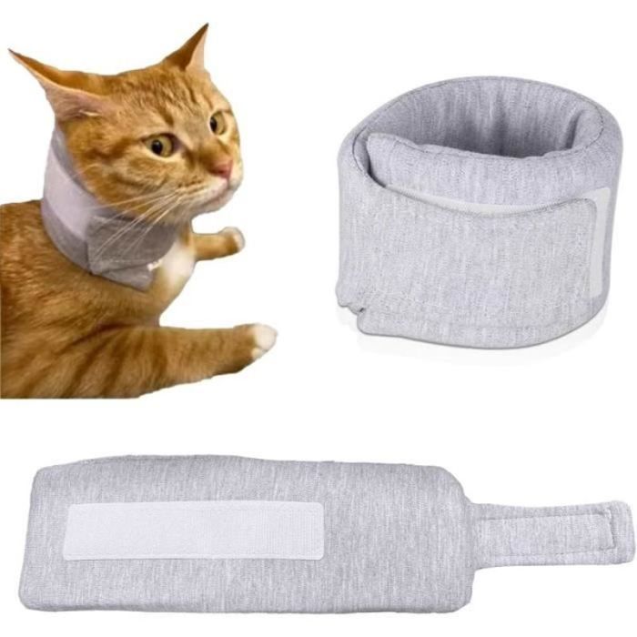 Collerette Anti Léchage - Réglable - Tissu Respirant - Confort Optimal - Pour Chat et Chien gris COLLERETTE