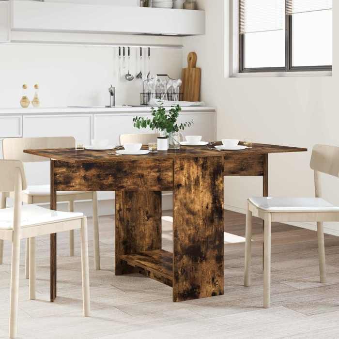TABLE Marron - Table à dîner 138 x 70 x 73 5 cm Bois dingénierie Chêne fumé(Vidaxl)_3924