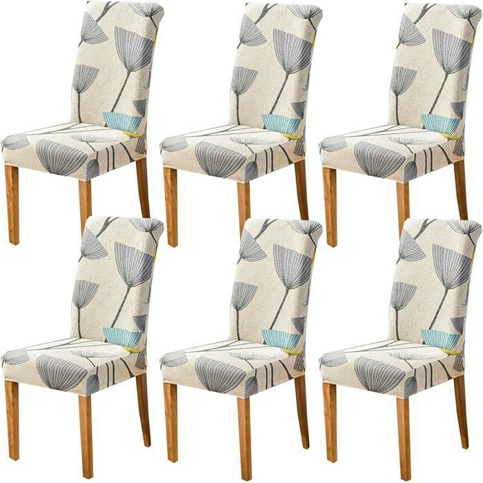 Lot de 6 Housses de Chaise Extensibles en Lycra Ajustement Universel Durable Motif Feuilles pour Hôtel Banquet R HOUSSE DE CHAISE