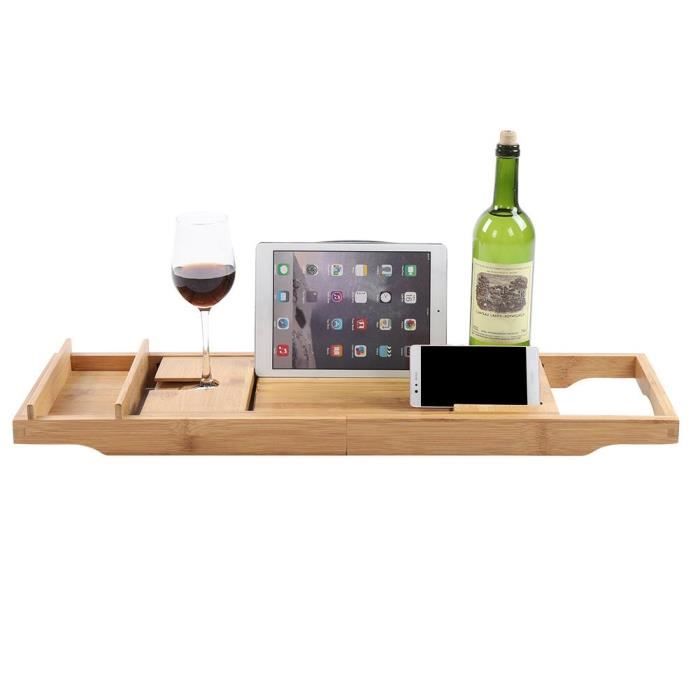 Plateau Rangement En Bambou Pour Baignoire Avec Cotes Extensibles