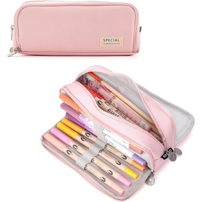 Trousse Scolaire Pastèque Blanc - 20x14 Cm, Zip, Multifonction : Crayons, Maquillage, Accessoires