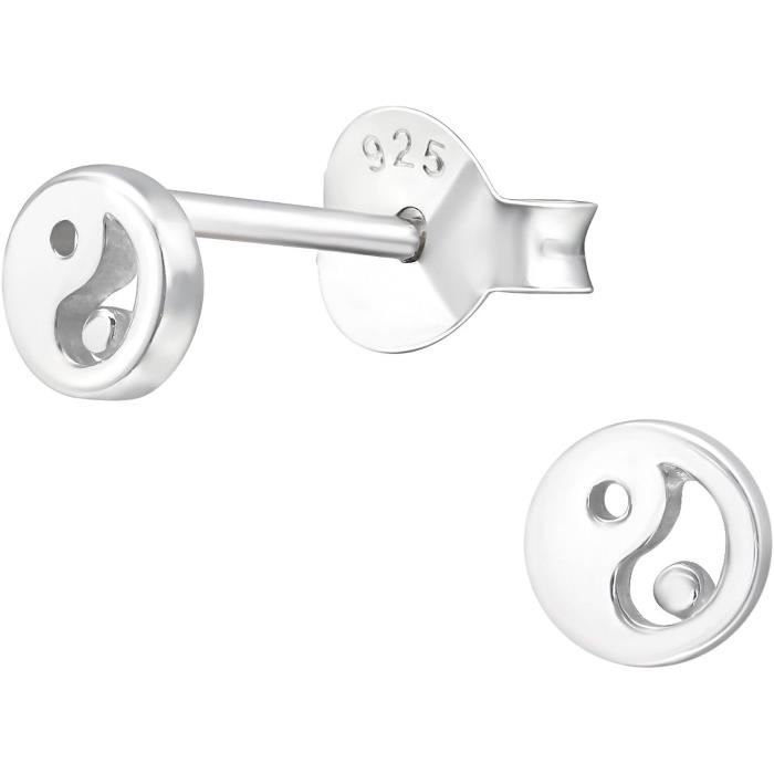 Pendentif Boucles D'oreilles Yin Yang Et Fleur De Vie En Argent 925 - Bijou Spirituel Neuf Avec étiquettes