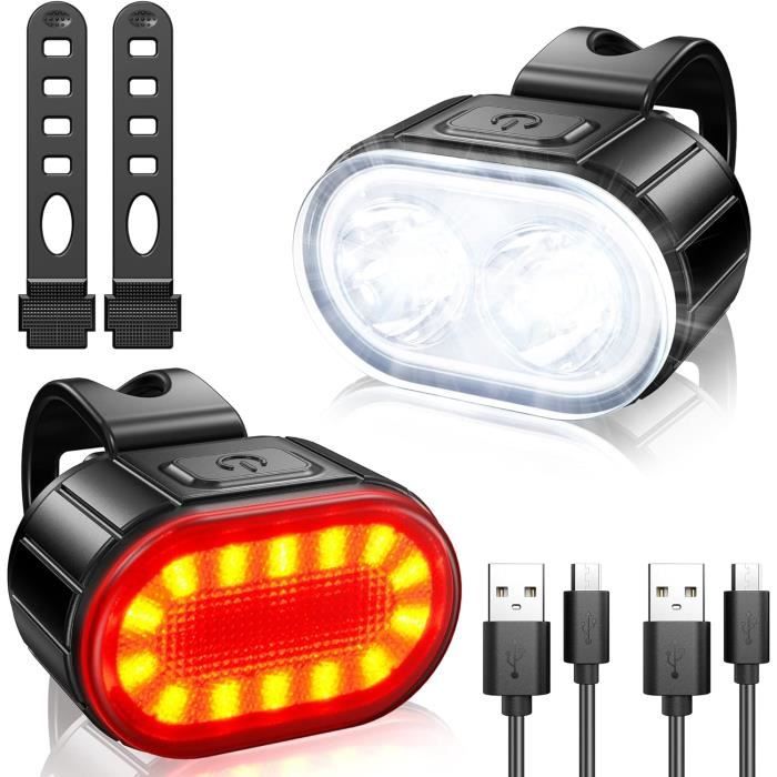 Eclairage Vélo - Lumiere Velo - Avant et Arriere - 2400 Lumens - Batterie Rechargeable USB C Eclairage Vélo - Lumiere Velo - Avant et Arriere - 2400 Lumens - Batterie Rechargeable USB C