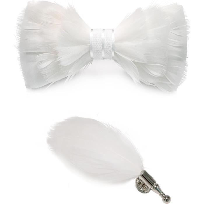 Noeud Papillon Homme Nœud Papillon En Plumes JEMYGINS - Fait Main Avec Broche | Cadeau Homme Élégant Pour Mariage, Soirée Noeud Papillon Bois