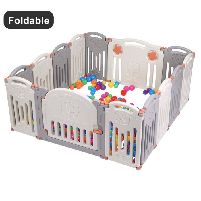 Parc Bebe En Plastique 14 Elements Avec Porte Barriere Securite Enfant Pliable Gris Et Blanc Cdiscount Puericulture Eveil Bebe