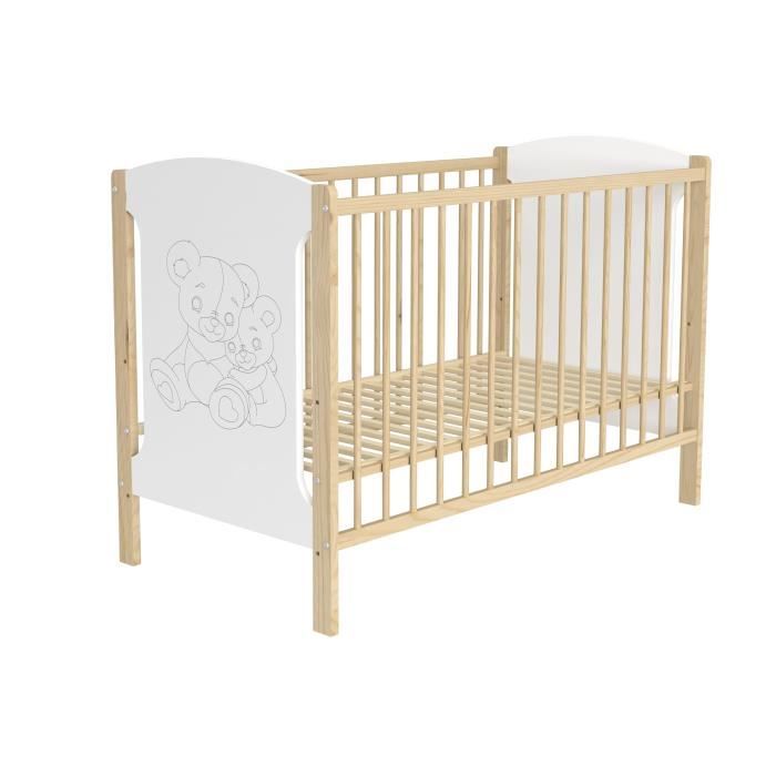 Lit Bebe Tola 01 60x1 Couleur Pin Livre Avec Le Sommier Cdiscount Puericulture Eveil Bebe