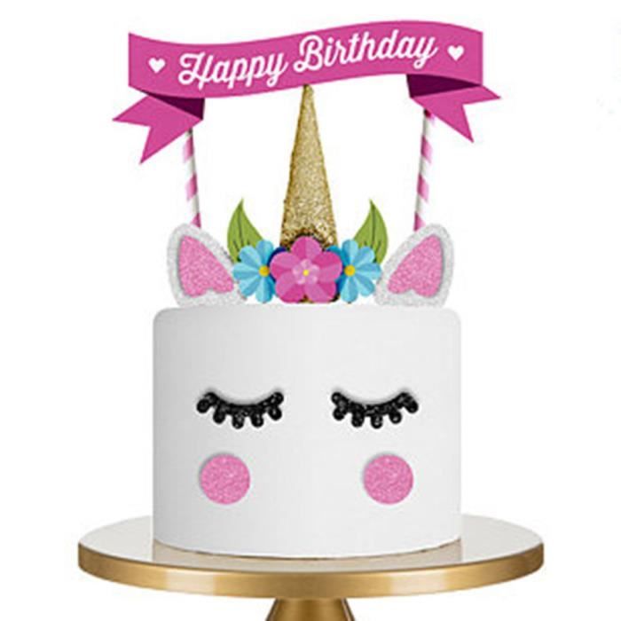 Decoration De Gateau D Anniversaire De Licorne A La Main Hxq5010