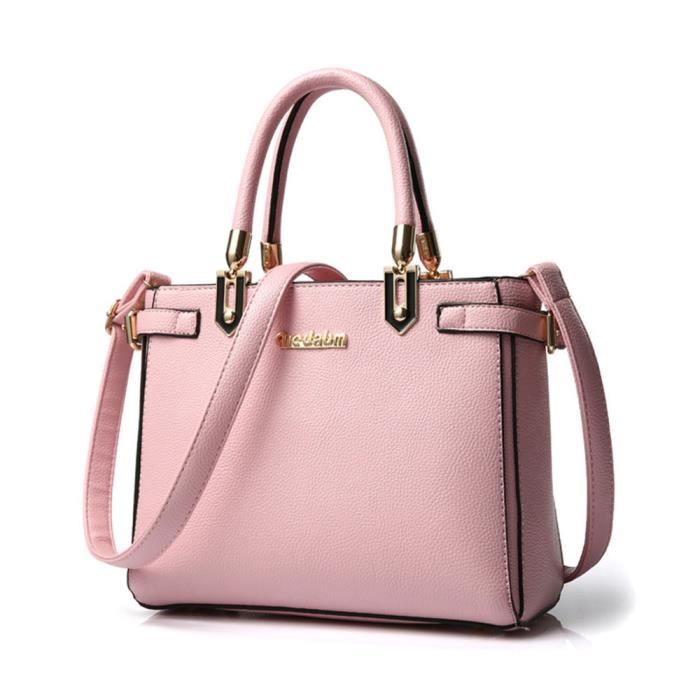 Sac ?� main Ros?� Clair femme cuir Faux Sac port?�s ?�paule femme Sac bandouli?�re Sac Cartable 