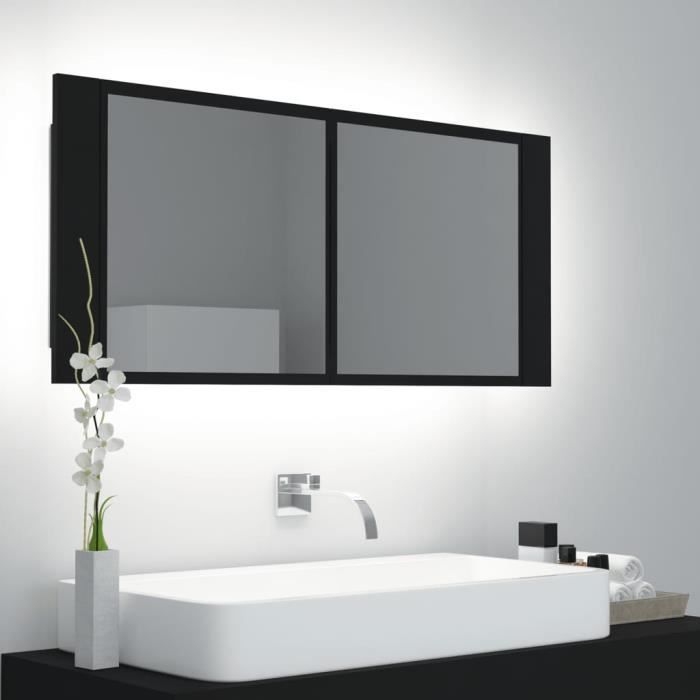 armoire murale de salle de bain à miroir à led noir - june sale - 100x12x45 cm - contemporain - design