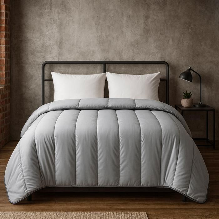Couette Tempérée Gris Clair - 2 personnes 240 x 260 - Toutes saisons - MORTREUX