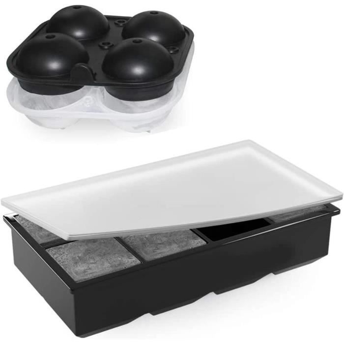 Lot De 2 Bacs à Glaçons Silicone Avec Couvercle - Sans BPA, Empilables, Facile à Démouler