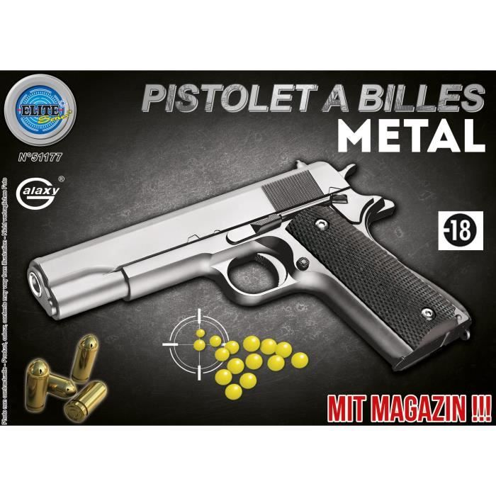 BG International Jouet :Pistolet à Billes en métal 21 cm (2304