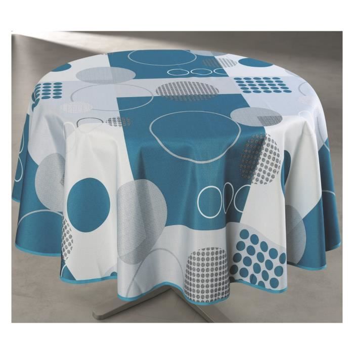 Nappe Antitache Imprimee Zoe Bleu Ronde 160 Cm Achat Vente Nappe De Table Cdiscount