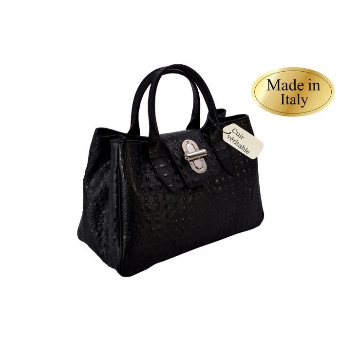 Sac à Main Femme En Cuir Véritable Noir - Bandoulière Élégante 19x13x6 Cm - Neuf Avec Étiquettes