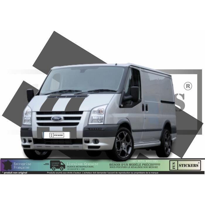 Ford Transit Sport Van ST Bandes Capot - GRIS - Kit Complet - Tuning Sticker Autocollant Graphic Decals