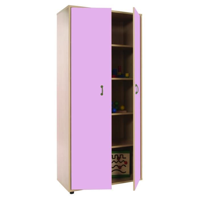 Mobeduc Haute Armoire Avec 2 Portes Bois Rose 80 X 180 X 40 Cm
