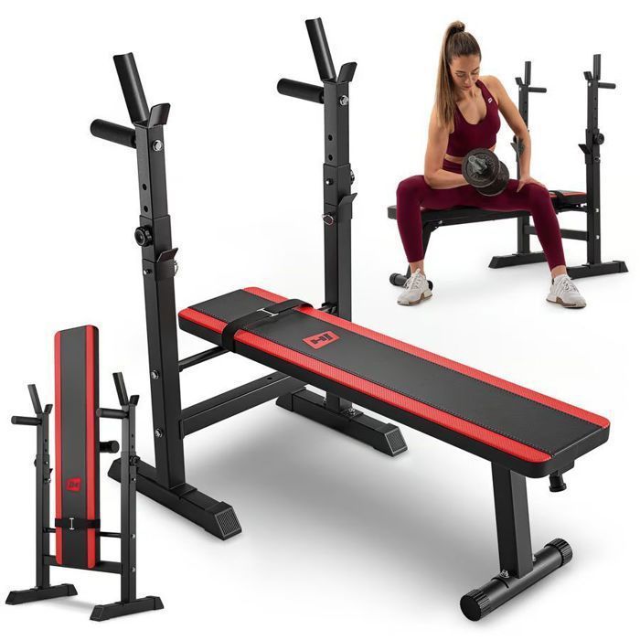 Banc de musculation HS-1080 Hop-Sport plat chandelles intégrées