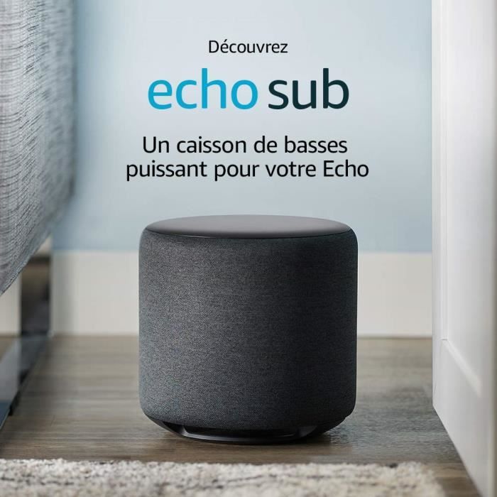 Echo Sub, Caisson de basses puissant pour votre Echo, Appareil Echo et service de musique en streaming compatibles requis