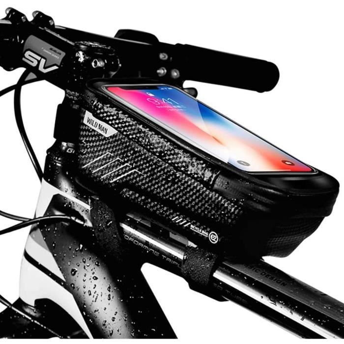 Burjosy Sacoche De Cadre Vélo Avec Écran Tactile TPU - Sac Guidon Téléphone Smartphone <6.5" + Pare-Soleil