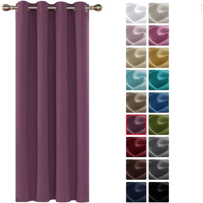 Rideau Occultant Pour Salon Chambre Enfant Fille Isolation Thermique De Porte Fenetre A Oeillets 132x213cm Violet Cdiscount Maison