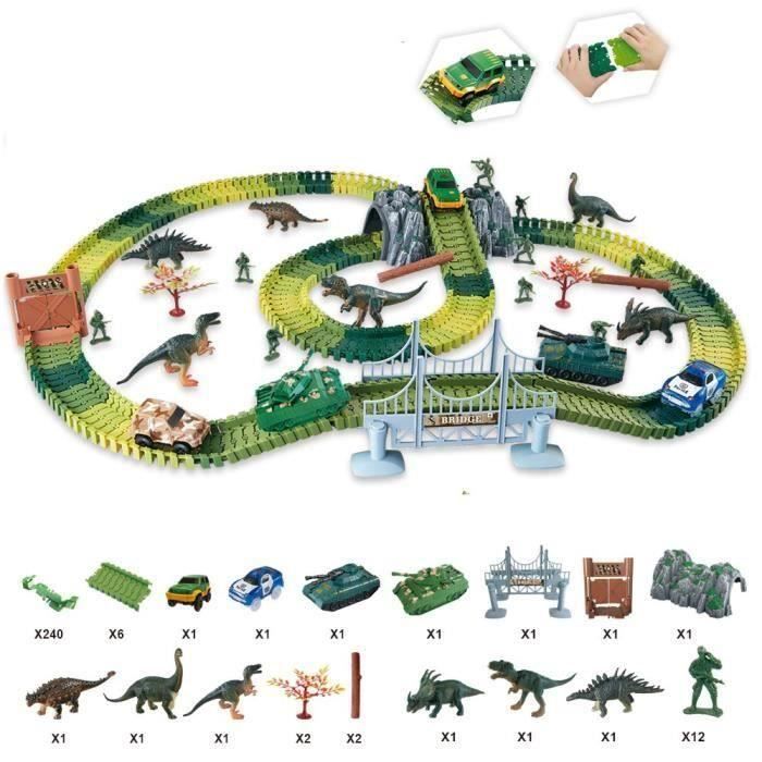 IKidiki Camion Dinosaure 150 Cm – Jouet 3-en-1 Avec 6 Mini Voitures – Circuit + Rangement – Cadeau Garçon 2-6 Ans