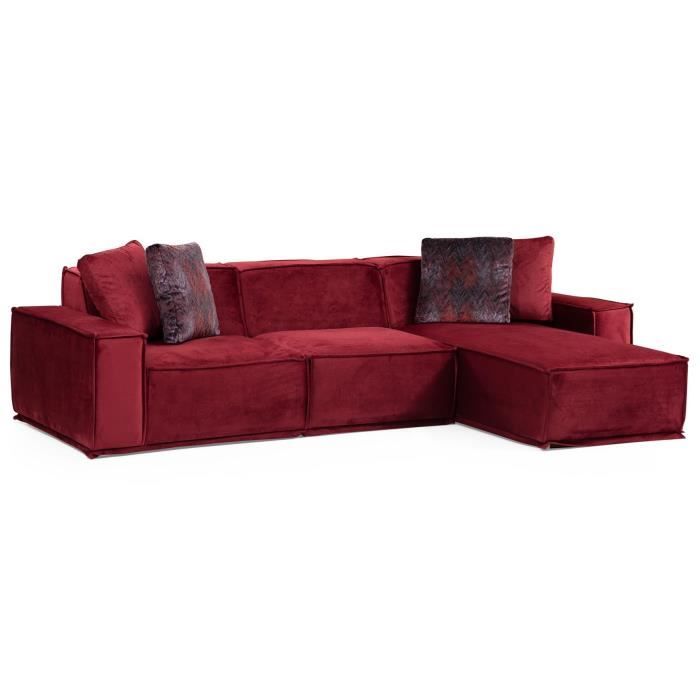 Canapé d'angle Rouge Tissu Confort