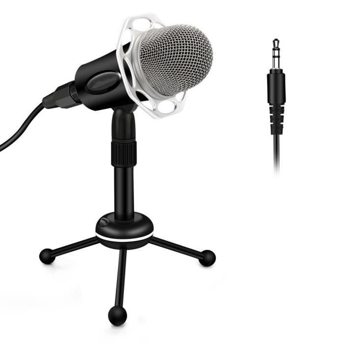 Etpark PC Microphones à condensateur Skype MSN Interface de 3,5 mm Jack 3,5 mm jeux de microphones pour téléphone avec filtre acoustique double couche pour enregistrement podcasting 