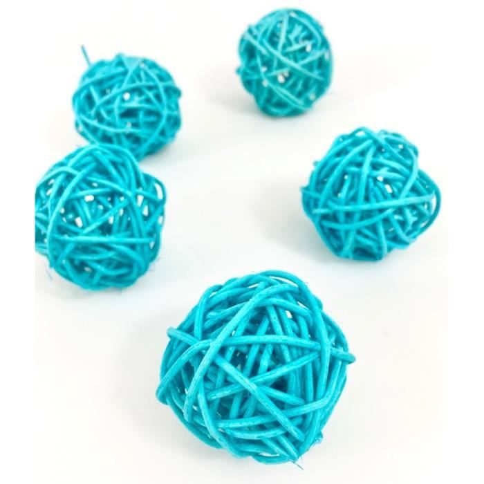 Boule En Rotin Deco Table Bleu Turquoise Lot De 5 Pcs Couleur Bleu Diametre 5 C Cdiscount Maison
