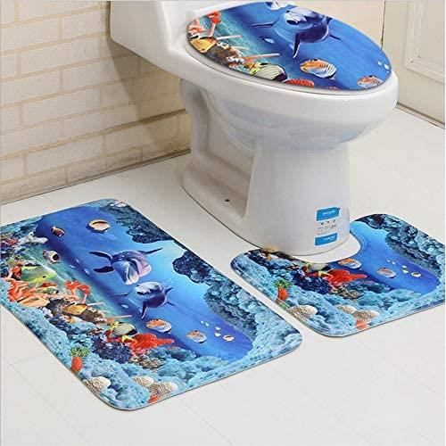 Poisson Motif Paillasson Tapis Salle de Bain Peluche Anti-dérapant Bain Salon Wc