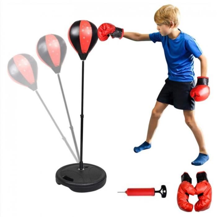 COSTWAY Sac de Frappe Punchingball avec Hauteur Adjustable 85-130CM, Pompe  et Gants de Boxe Inclus, pour Enfant plus de 8 Ans.