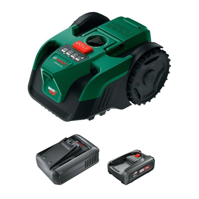Tondeuse robot VISIMOW18V 100 BOSCH avec 1 batterie 4 0 Ah chargeur 06008E1000 - vue 1