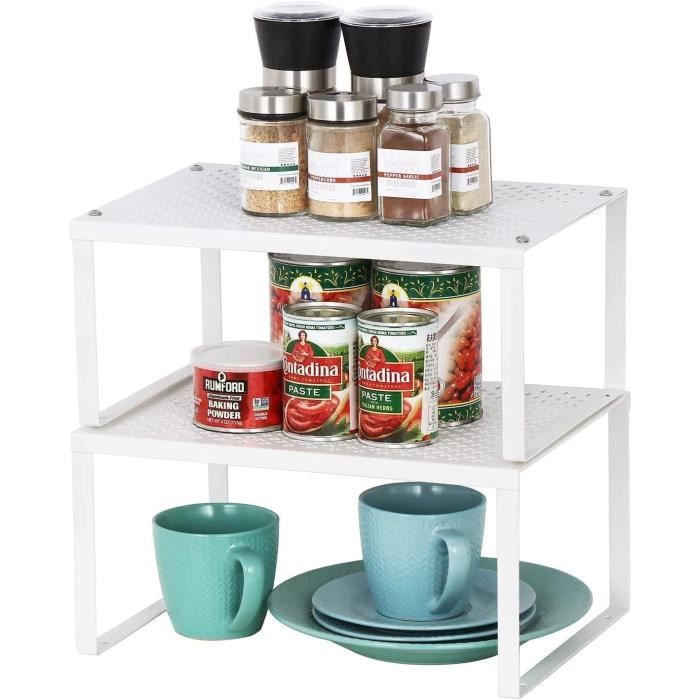 HMRACK Lot De 4 Étagères De Rangement Extensibles Bambou - Noir Pour Cuisine, Salle De Bain Et Salon