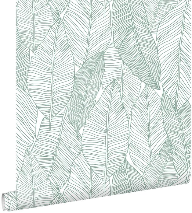 Papier peint feuilles dessinées vert - 0,53 x 10,05 m - 139010