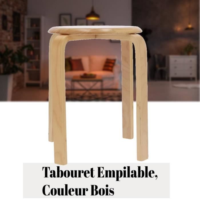 CES Chaise de cuisine rond empilable en bois plié - Couleur du bois ...